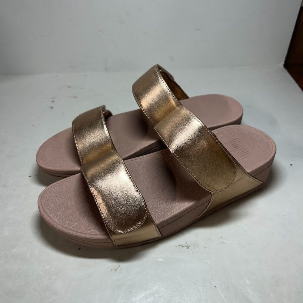 FitFlop Womens 9 M Rose Gold Lulu Adjustable Slip On Wedge Sandals NEW RD8